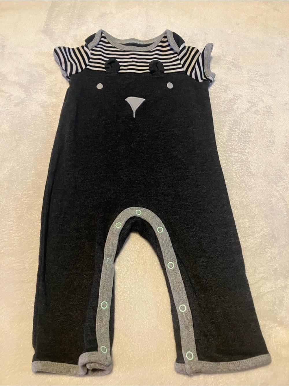 cloud island Bear Romper with Gray Accents